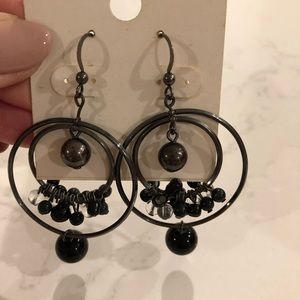 Circular geometric hanging earrings